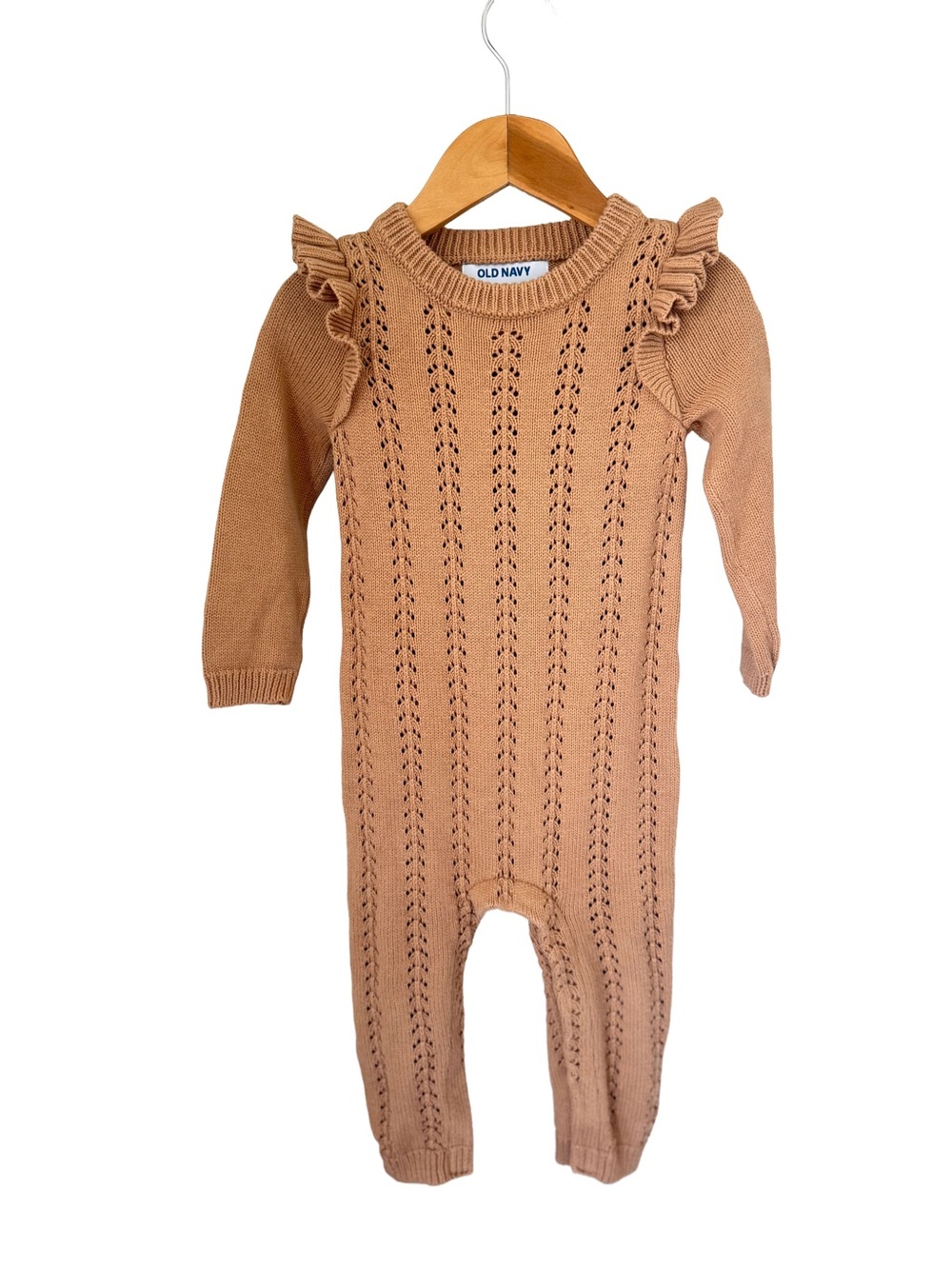 Old Navy Girls Knit Ruffle One-Piece Romper - Brown